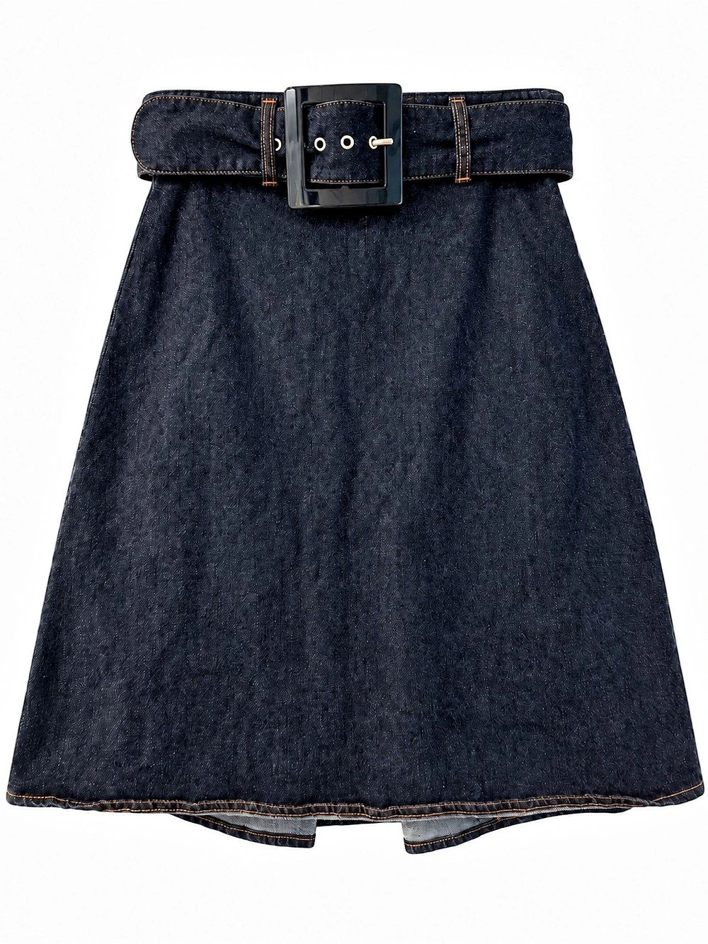 RED Valentino Denim Pleated Bow Back Skirt - Size 2 | Designer Dark Wash